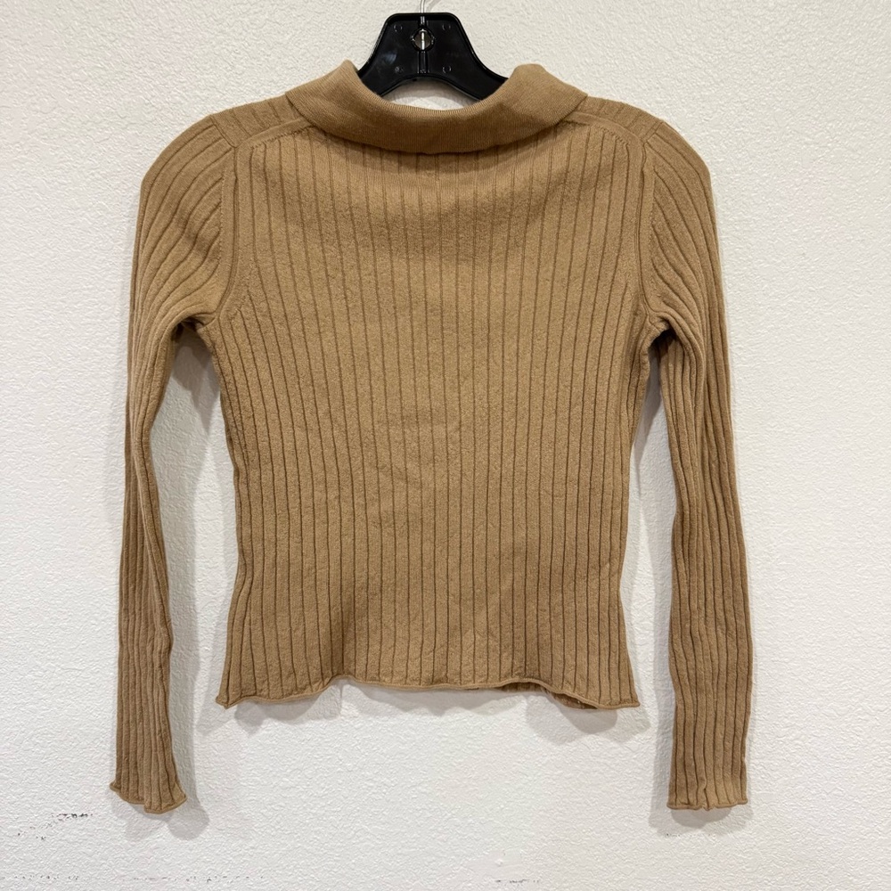 Vince Ribbed Knit Pullover Quarter Button Light B… - image 3
